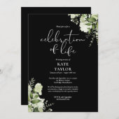 Greenery Floral Funeral Celebration of Life 招待状 (正面/裏面)