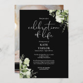 Greenery Floral Funeral Celebration of Life Photo 招待状 (正面/裏面)