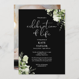 Greenery Floral Funeral Celebration of Life Photo 招待状