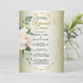 Greenery Floral Gold Geometric Rehearsal Dinner 招待状 (スタンド正面)