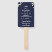 Greenery Floral Navy Blue Wedding Program ハンドファン (裏面)
