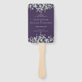 Greenery Floral Purple Wedding Program ハンドファン (正面)