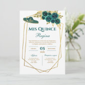 Greenery Floral Quinceañera Spanish  招待状 (スタンド正面)