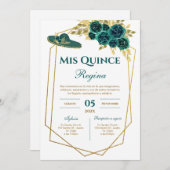 Greenery Floral Quinceañera Spanish  招待状 (正面/裏面)