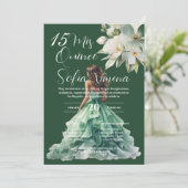 Greenery Floral Quinceañera Spanish Invitation 招待状 (スタンド正面)