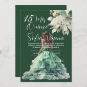 Greenery Floral Quinceañera Spanish Invitation 招待状 (正面/裏面)