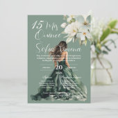 Greenery Floral Quinceañera Spanish Invitation 招待状 (スタンド正面)