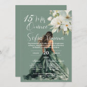 Greenery Floral Quinceañera Spanish Invitation 招待状 (正面/裏面)