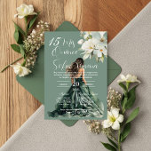 Greenery Floral Quinceañera Spanish Invitation 招待状