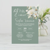 Greenery Floral Quinceañera Spanish Invitation 招待状 (スタンド正面)