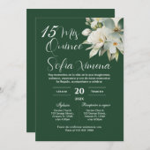 Greenery Floral Quinceañera Spanish Invitation 招待状 (正面/裏面)