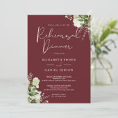 Greenery Floral Rosewood Pink Rehearsal Dinner 招待状 (スタンド正面)