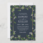 Greenery Floral Rustic Elegant QR Code Wedding 招待状 (正面)