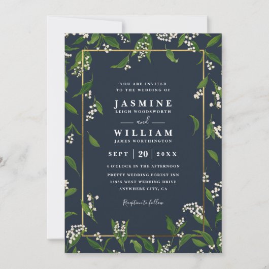 Greenery Floral Rustic Elegant QR Code Wedding 招待状 (正面)