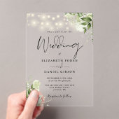 Greenery Floral String Lights Script Wedding アクリル招待状 (インサイチュ (ポータブル))