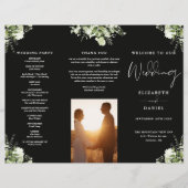 Greenery Floral Trifold Wedding Program チラシ (正面)
