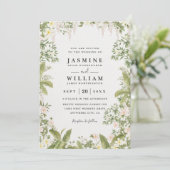 Greenery Floral Tropical Elegant QR Code Wedding 招待状 (スタンド正面)