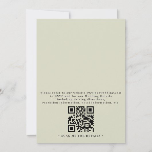 Greenery Floral Tropical Elegant QR Code Wedding 招待状 (裏面)