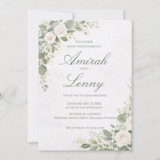 Greenery Floral Wedding Invitation Background 招待状