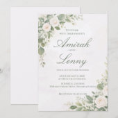 Greenery Floral Wedding Invitation Background 招待状 (正面/裏面)