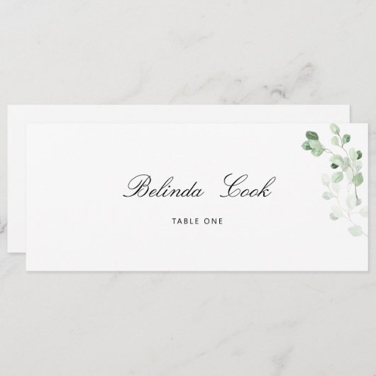 Greenery Floral Wedding Place Card 招待状 (正面/裏面)