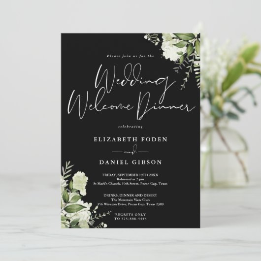 Greenery Floral Wedding Welcome Dinner 招待状 (スタンド正面)