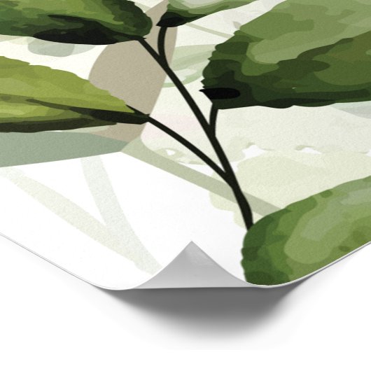 Greenery Floral Wedding Welcome Sign ポスター (角)