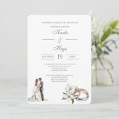 Greenery floral with ring Spanish Wedding 招待状 (スタンド正面)