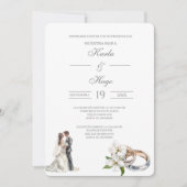 Greenery floral with ring Spanish Wedding 招待状 (正面)