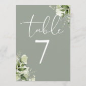Greenery FloralSage Green Wedding Table Number 招待状 (裏面)