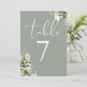 Greenery FloralSage Green Wedding Table Number 招待状 (スタンド正面)