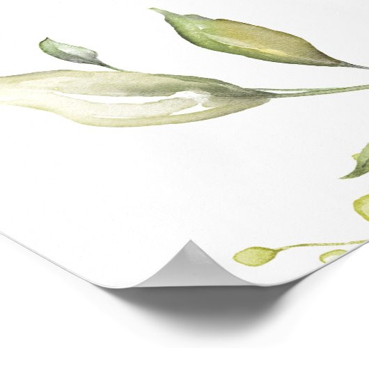 Greenery foliage boho bridal shower welcome sign ポスター (角)