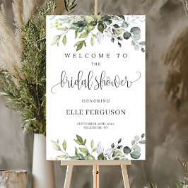 Greenery foliage boho bridal shower welcome sign ポスター
