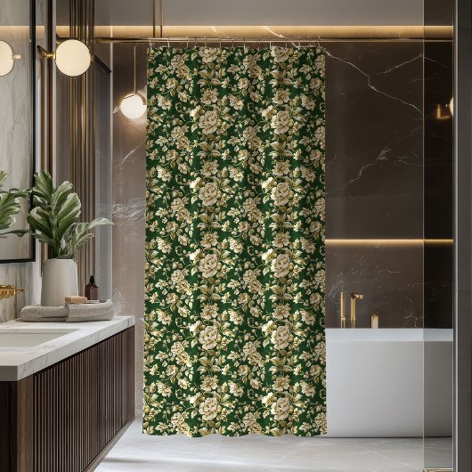 Greenery Foliage Shower Curtain Pastel Elegant シャワーカーテン
