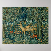 GREENERY,FOREST ANIMALS, DOES ,BIRDS Floral ポスター (正面)