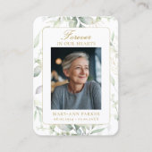 Greenery Forever In Our Hearts Photo Prayer Cards 名刺 (正面)