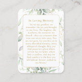 Greenery Forever In Our Hearts Photo Prayer Cards 名刺 (裏面)