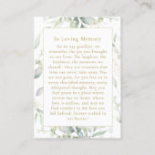 Greenery Forever In Our Hearts Photo Prayer Cards 名刺 (裏面)