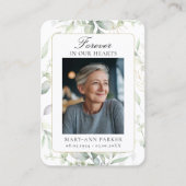 Greenery Forever In Our Hearts Photo Prayer Cards 名刺 (正面)