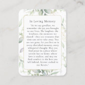 Greenery Forever In Our Hearts Photo Prayer Cards 名刺 (裏面)