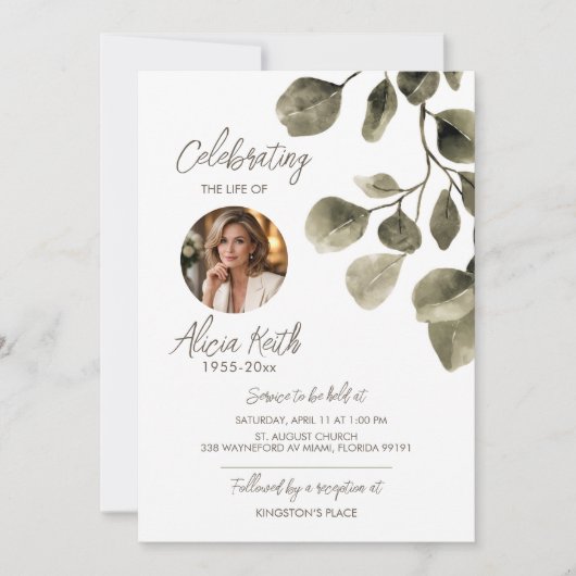 Greenery Funeral Announcement 招待状 (正面)