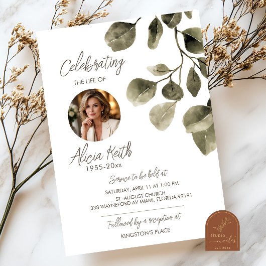 Greenery Funeral Announcement 招待状