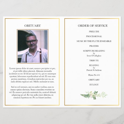 Greenery Funeral Memorial Photo Program Father チラシ (裏面)