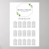 Greenery Garden Leaves Frame Wedding Seating Chart ポスター (正面)