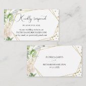 Greenery Geometricエレガントのオ結婚ンラインRSVP 名刺 (正面/裏面)