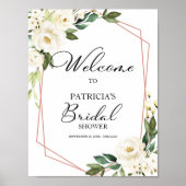 Greenery Geometric Bridal Shower Welcome Poster ポスター (正面)