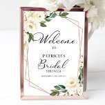 Greenery Geometric Bridal Shower Welcome Poster ポスター<br><div class="desc">Beautiful greenery eucalyptus white floral geometric bridal shower welcome sign. Easy to personalize with your details. Please get in touch with me via chat if you have questions about the artwork or need customization. PLEASE NOTE: For assistance on orders,  shipping,  product information,  etc.,  contact Zazzle Customer Care directly https://help.zazzle.com/hc/en-us/articles/221463567-How-Do-I-Contact-Zazzle-Customer-Support-.</div>