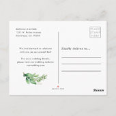 Greenery Geometric Frame Save the Date Postcard ポストカード (裏面)