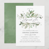 Greenery Geometric SipとSee 招待状 (正面/裏面)