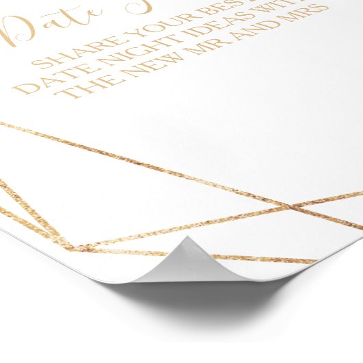 Greenery & Gold Geometric Elegant Date Jar Sign ポスター (角)